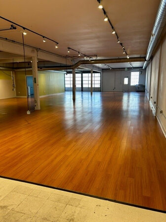 101 Mississippi Street open plan space with wood floors and track lighting